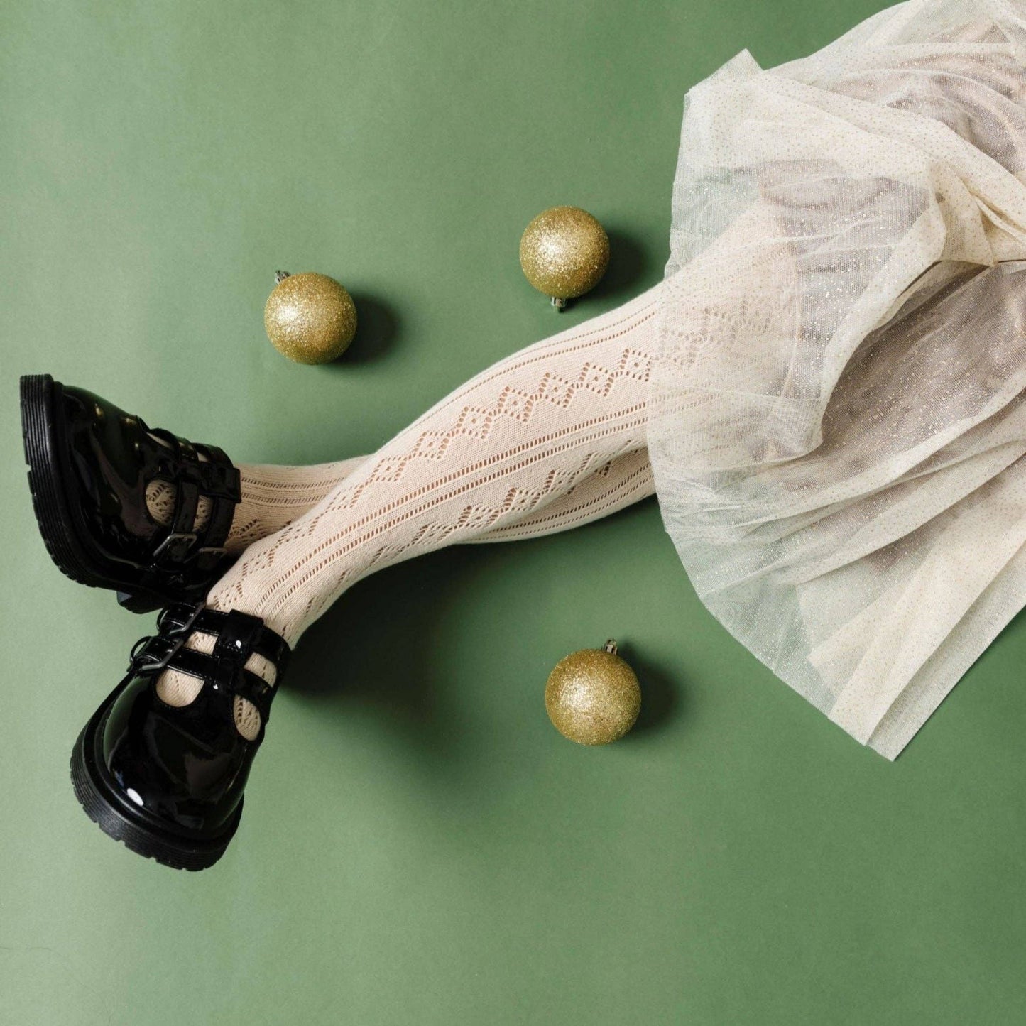 Fancy Knit Tights - Vanilla: 5-6 YEARS