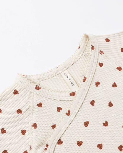 Side Snap Bodysuit - Red Hearts