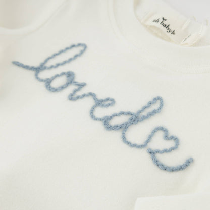 "loved with heart" Fog Embroidered 2pc Set
