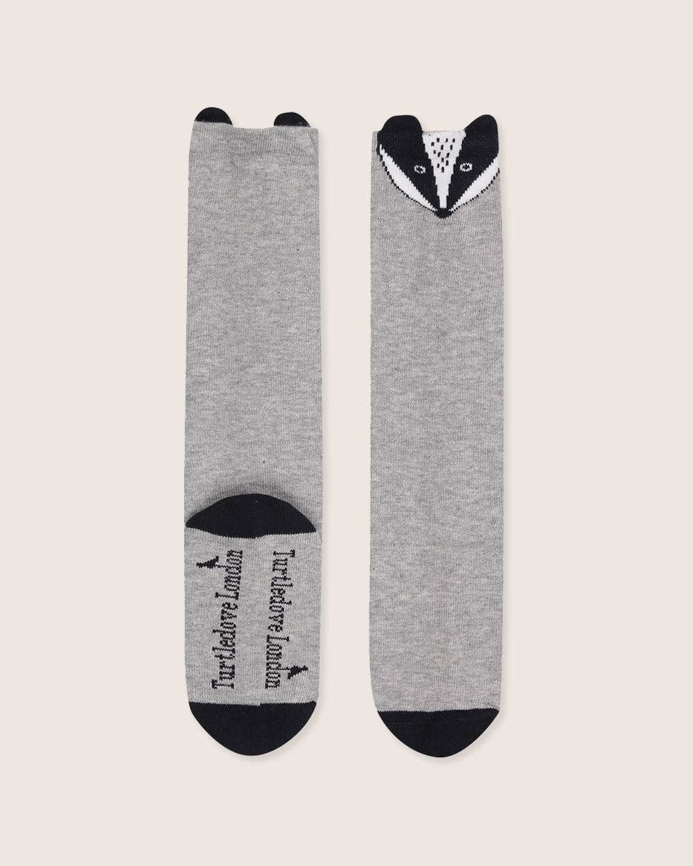 Knee High Character Badger Socks: Grey / 0-6 Months