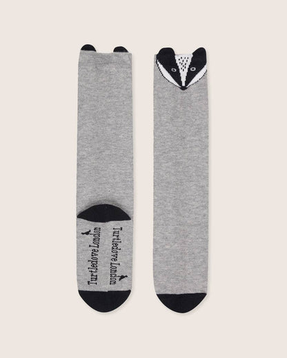 Knee High Character Badger Socks: Grey / 3-5 Years