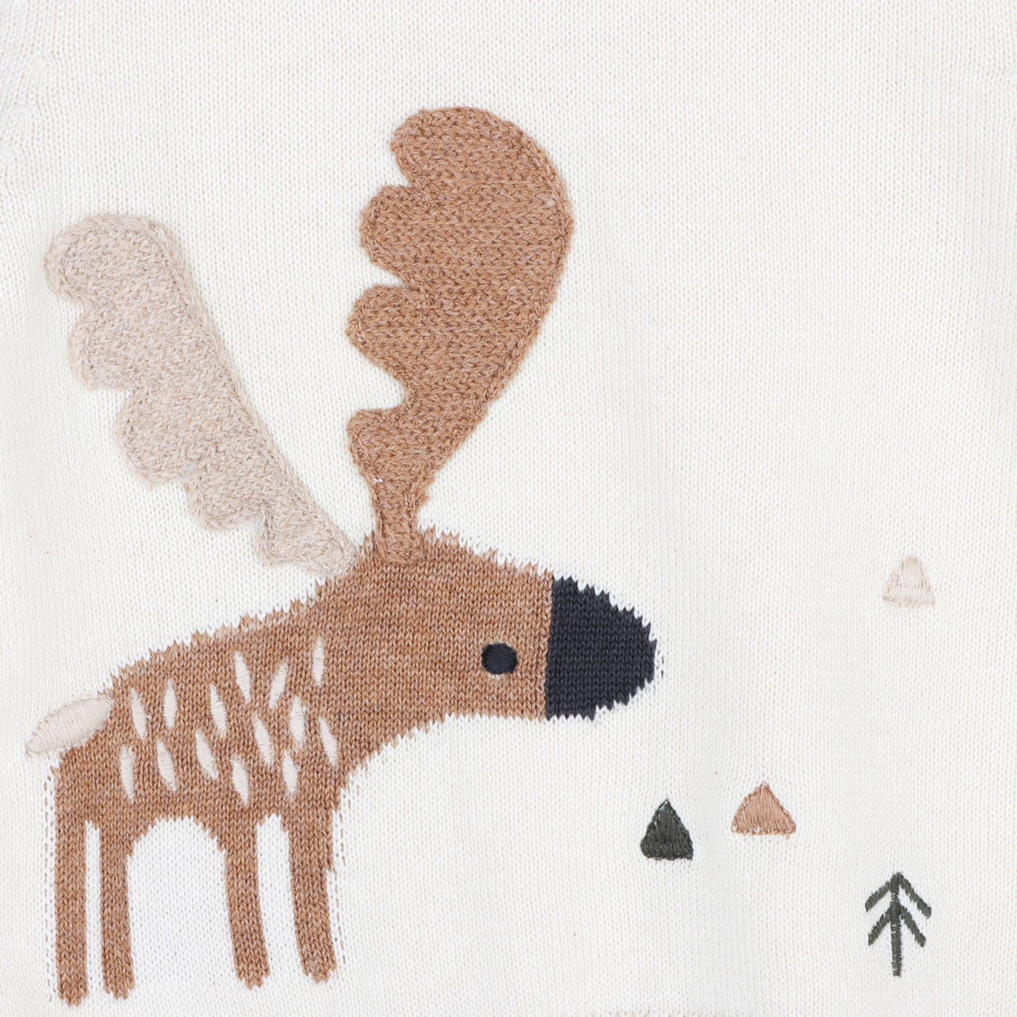 Moose Jacquard Knit Baby Pullover Sweater (Organic Cotton): Natural / 12-18M
