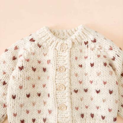 Sawyer Cardigan Mauve Baby Kid Fall Winter Hearts Valentine: Mauve / M 2-3y
