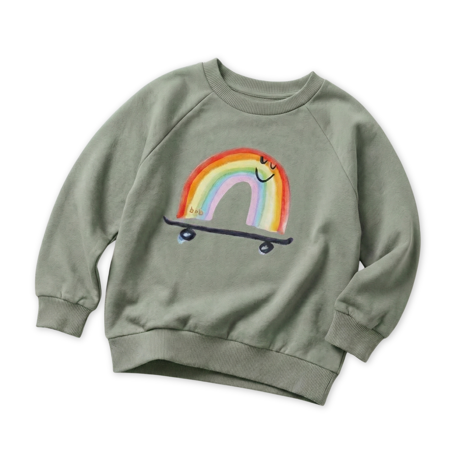 Organic Cotton Sweatshirt - Rainbow Skateboard: Cream / 3Y