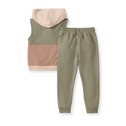 Sleeveless Color Blocked Toddler Sweatshirt Set: Tranquility / 5 Toddler