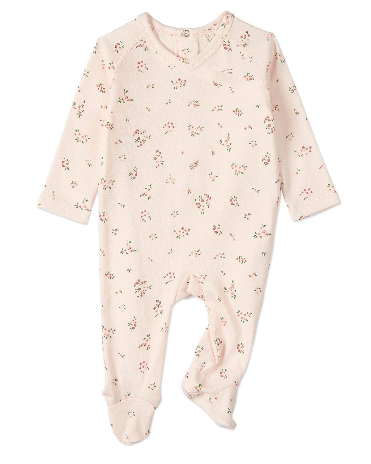 Cameo Florals Footie: Soft Pink / 3 Months