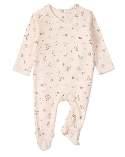 Cameo Florals Footie: Soft Pink / 3 Months