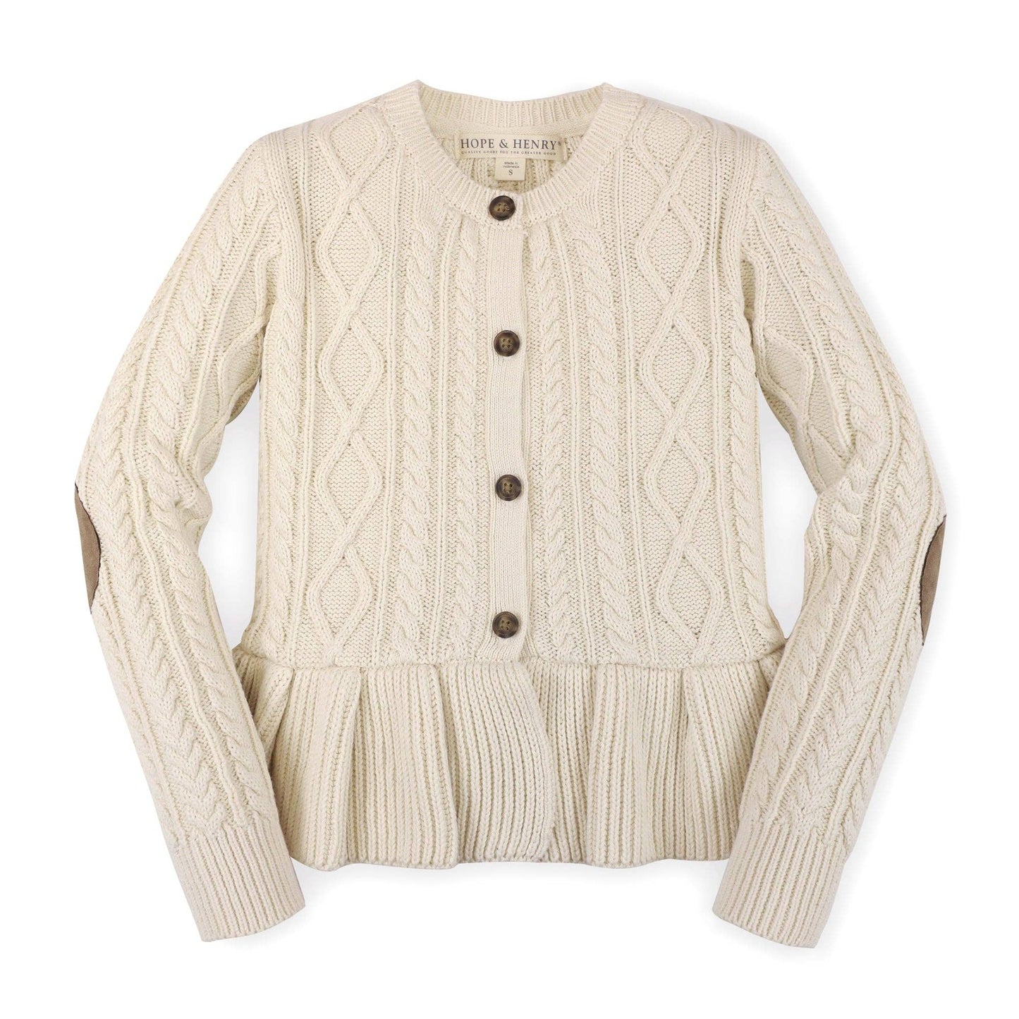 Cable Peplum Cardigan - Baby: Ivory / 6-12 Months