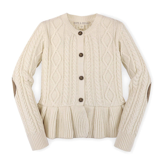 Cable Peplum Cardigan - Baby: Ivory / 6-12 Months