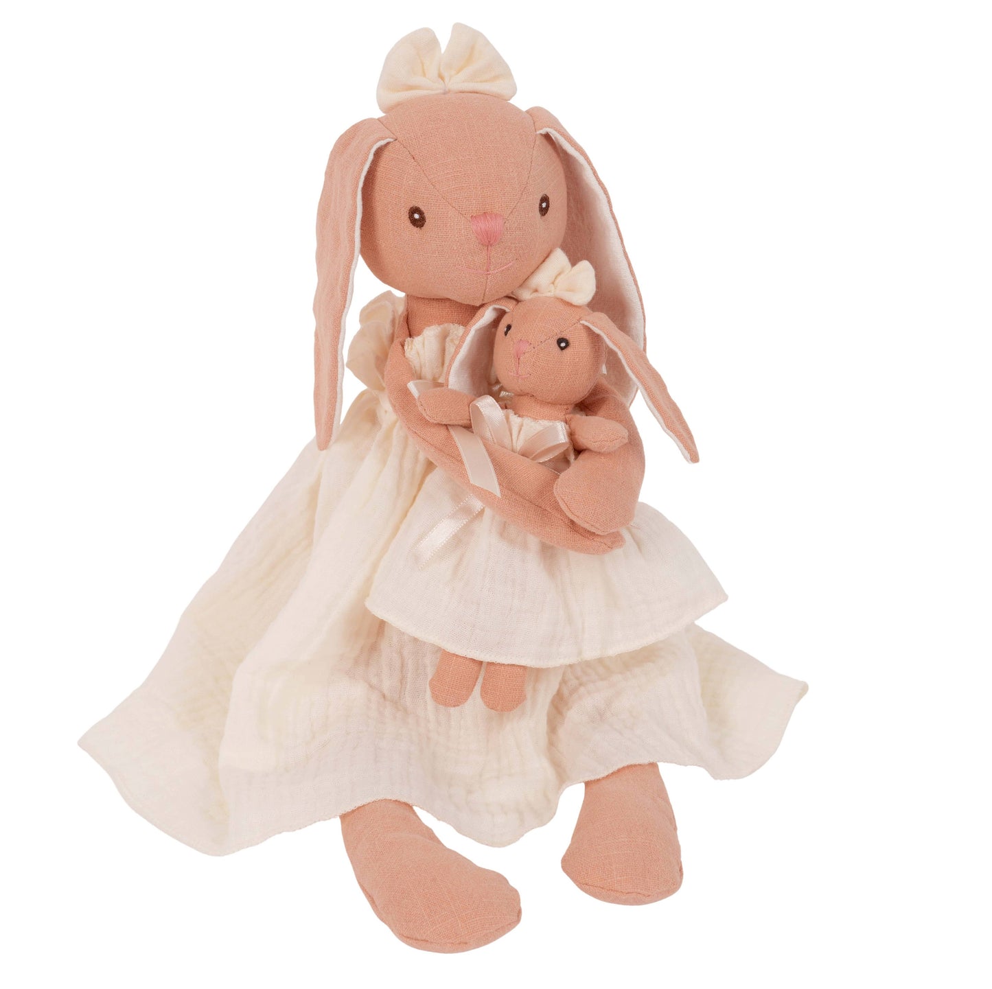 Mom and Baby Bunny Linen Dolls  