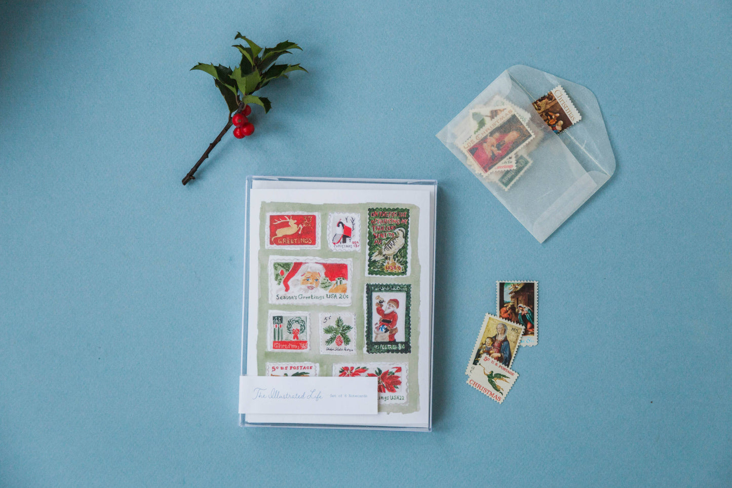 Holiday Postage Stamps Greeting Card - Set of 6
