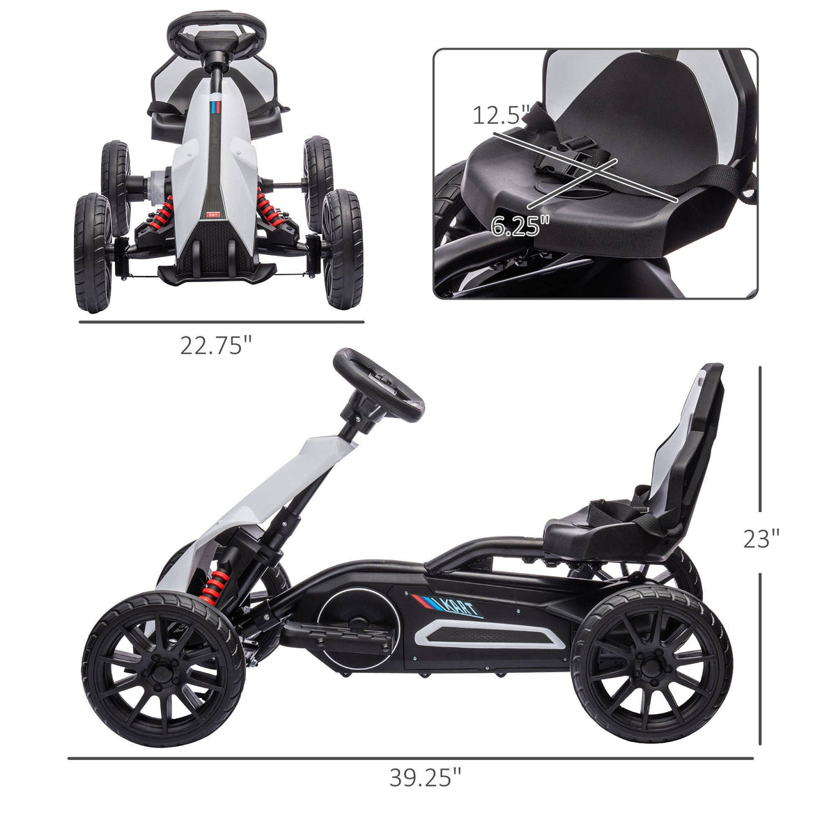 Aosom 12V Electric Go Kart for Kids –White, Adjustable Speed