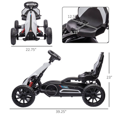 Aosom 12V Electric Go Kart for Kids –White, Adjustable Speed