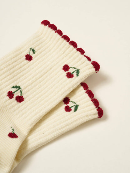 🍒 Little Cherry Petal Grip Sock, Pilates Socks