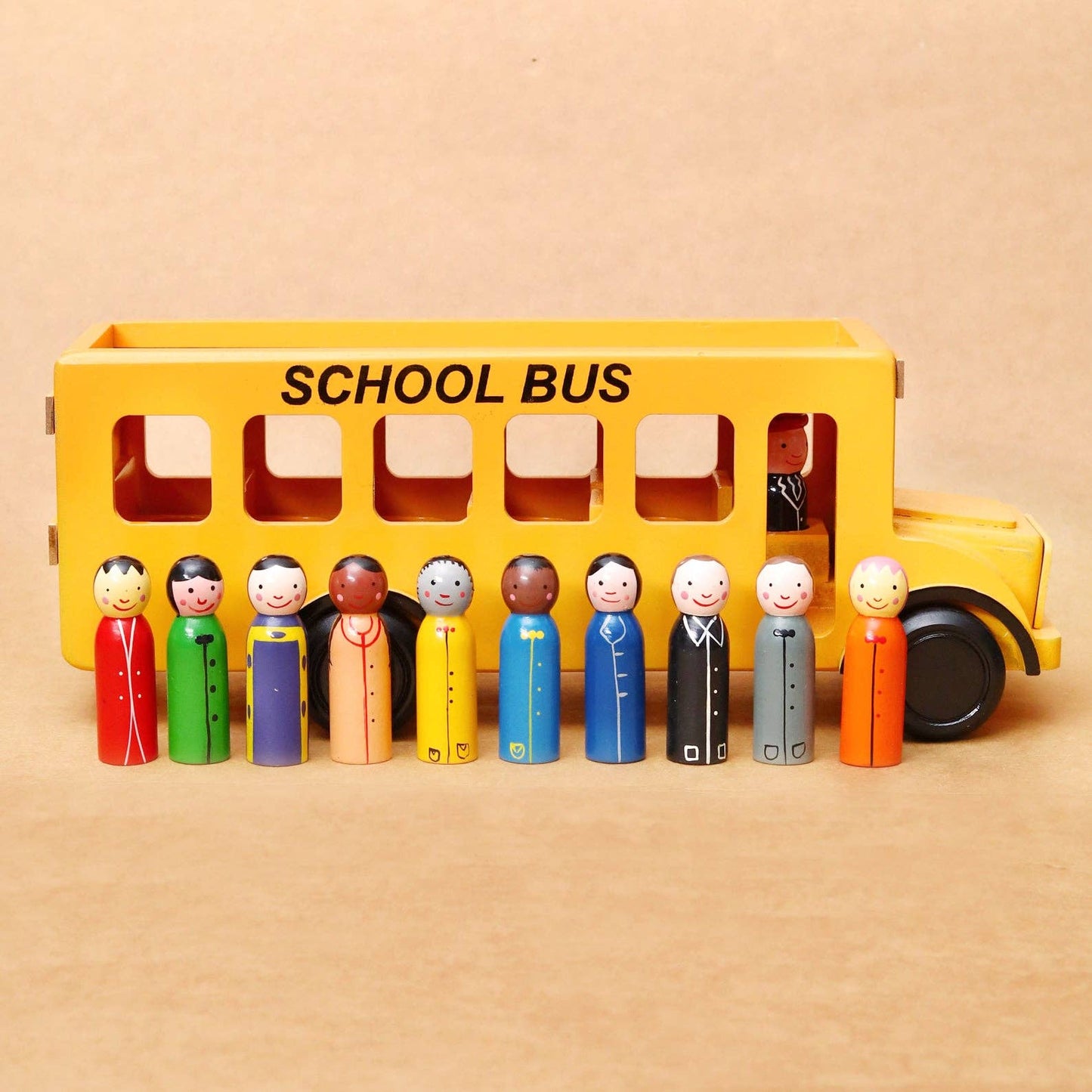 Wooden School Bus with Children