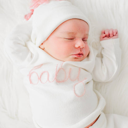 "baby" Pink Sparkle Embroidered 2PC Set