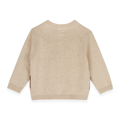 Horse Jacquard Sweater Knit Baby Cardigan (Organic Cotton): Oatmeal Heather