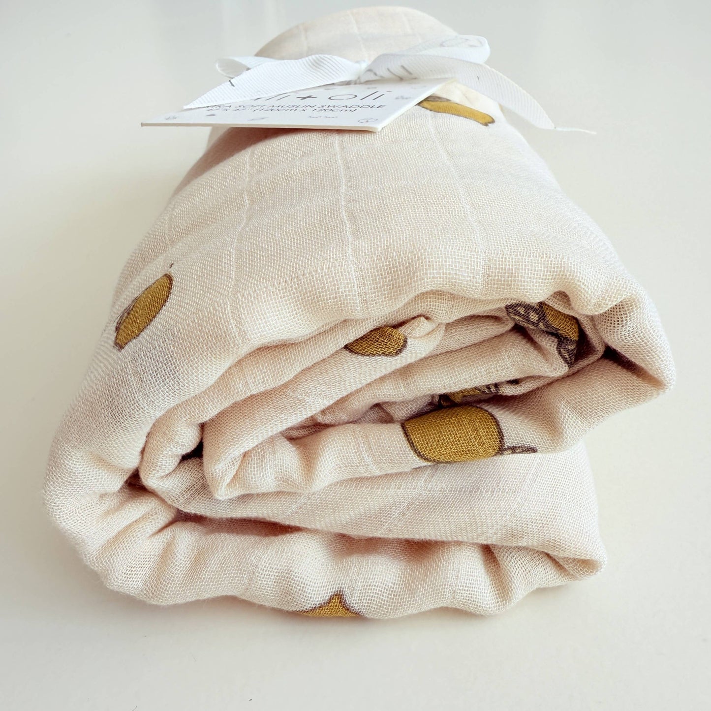 Bamboo Muslin Swaddle Baby Blanket (Lemons)