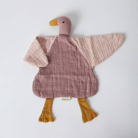 Organic Muslin Duck Toy: Dusty Rose