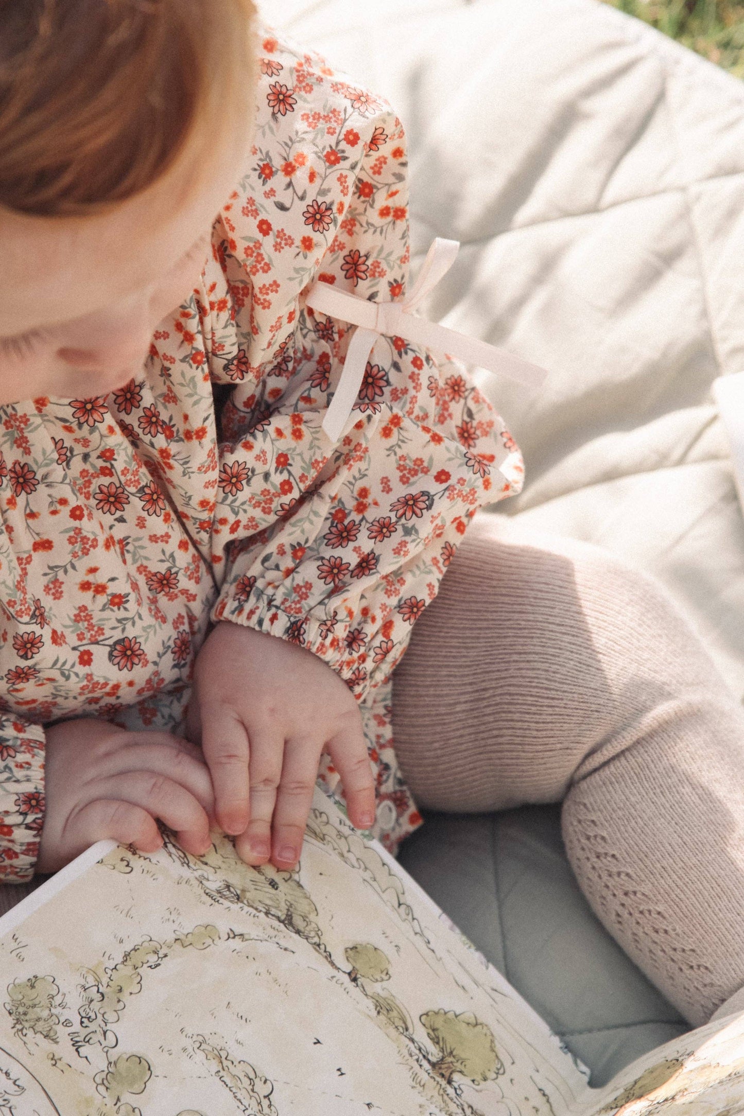 Autumn Floral/Bow Long Sleeve Romper: 12-18m