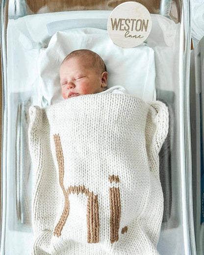Hi. Hand Knit Baby Blanket Pecan: Pecan
