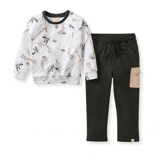 Hockey Season Sweatshirt & Pants Set: 3T
