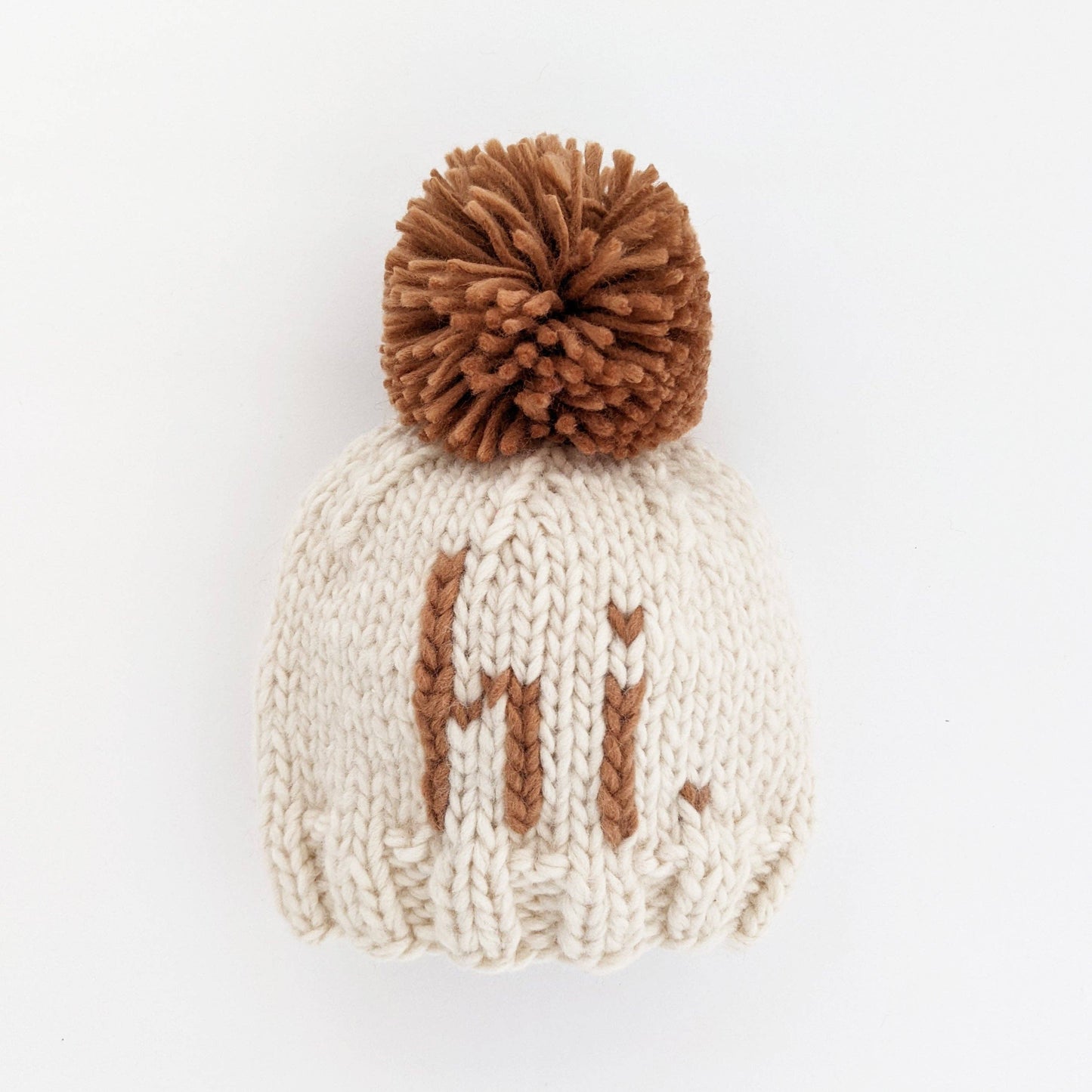 Hi. Pecan Hand Knit Beanie Hat Baby & Kids: XS (newborn)