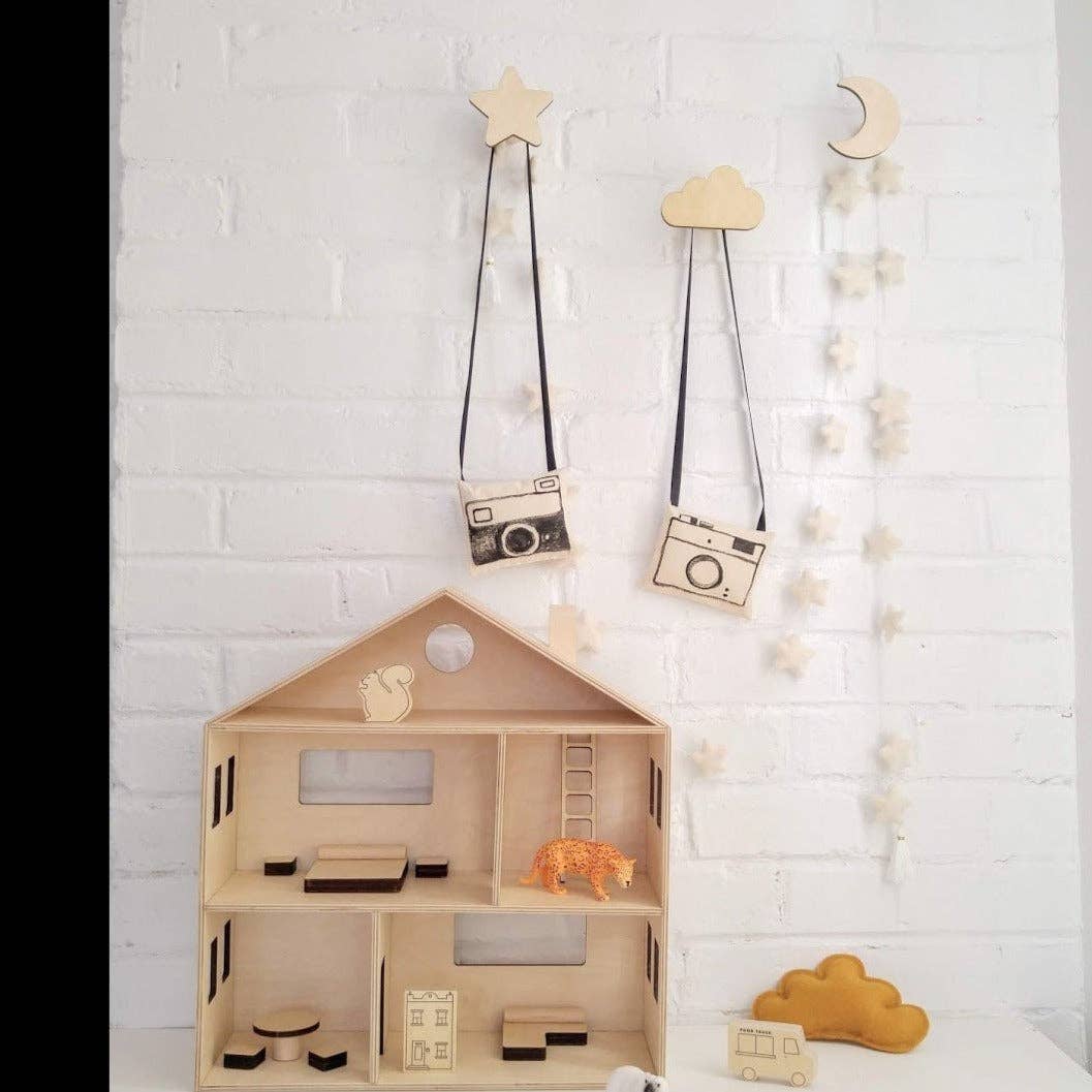 Wooden Hooks - Star Shape, Cloud, Moon, Swallow, Rainbow: PLUME