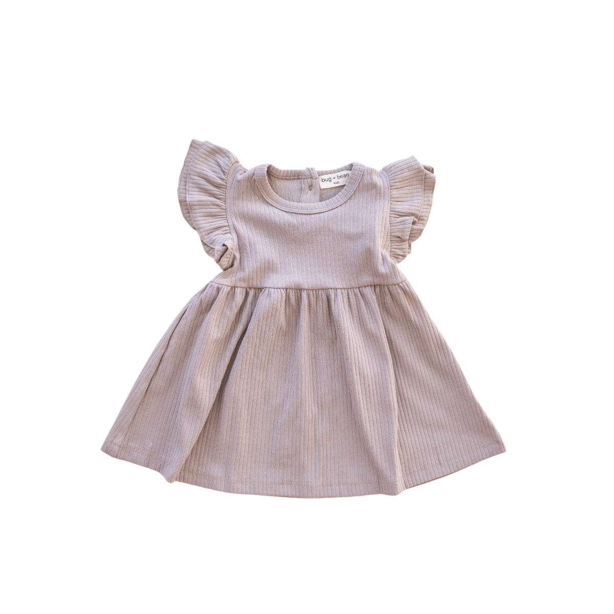 Organic Cotton Ruffle Dress | Mushroom: 6-12M