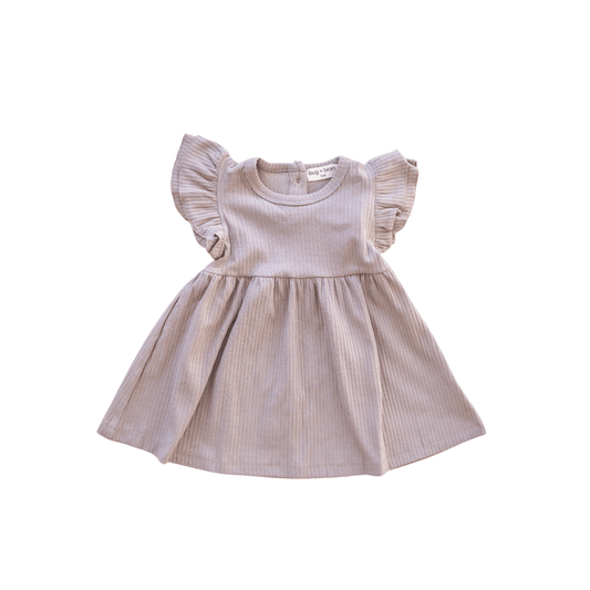 Organic Cotton Ruffle Dress | Mushroom: 18-24M