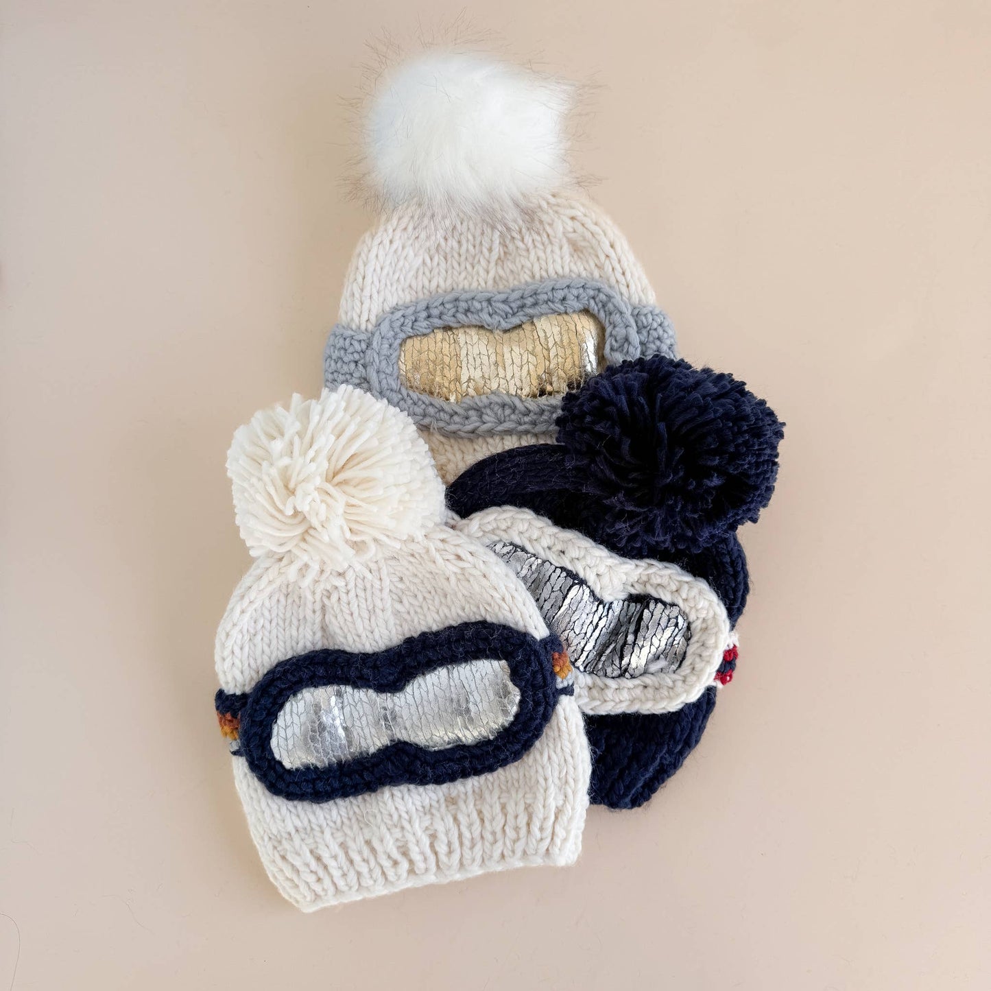 Ski Goggles Beanie, Retro Baby & Kids Winter Hat: M; 2-5yrs