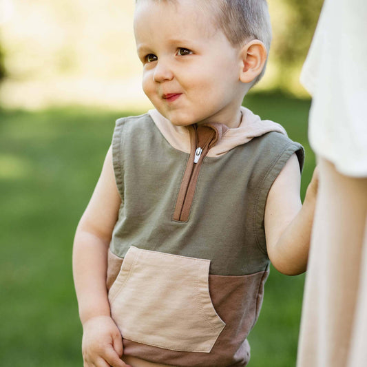 Sleeveless Color Blocked Toddler Sweatshirt Set: Tranquility / 3 Toddler