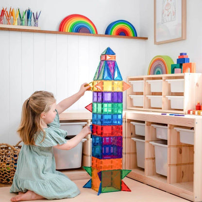 CONNETIX Magnetic Tiles Rainbow Creative Pack, 102 Pieces