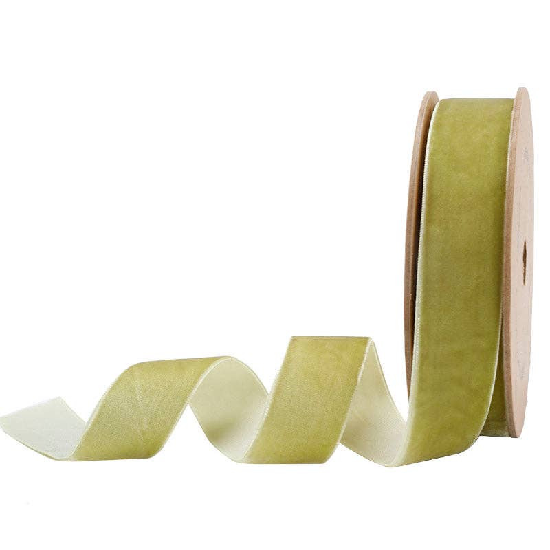 17 Colors | 1" Velvet Ribbon | 10 Yard Roll: Bay Leaf