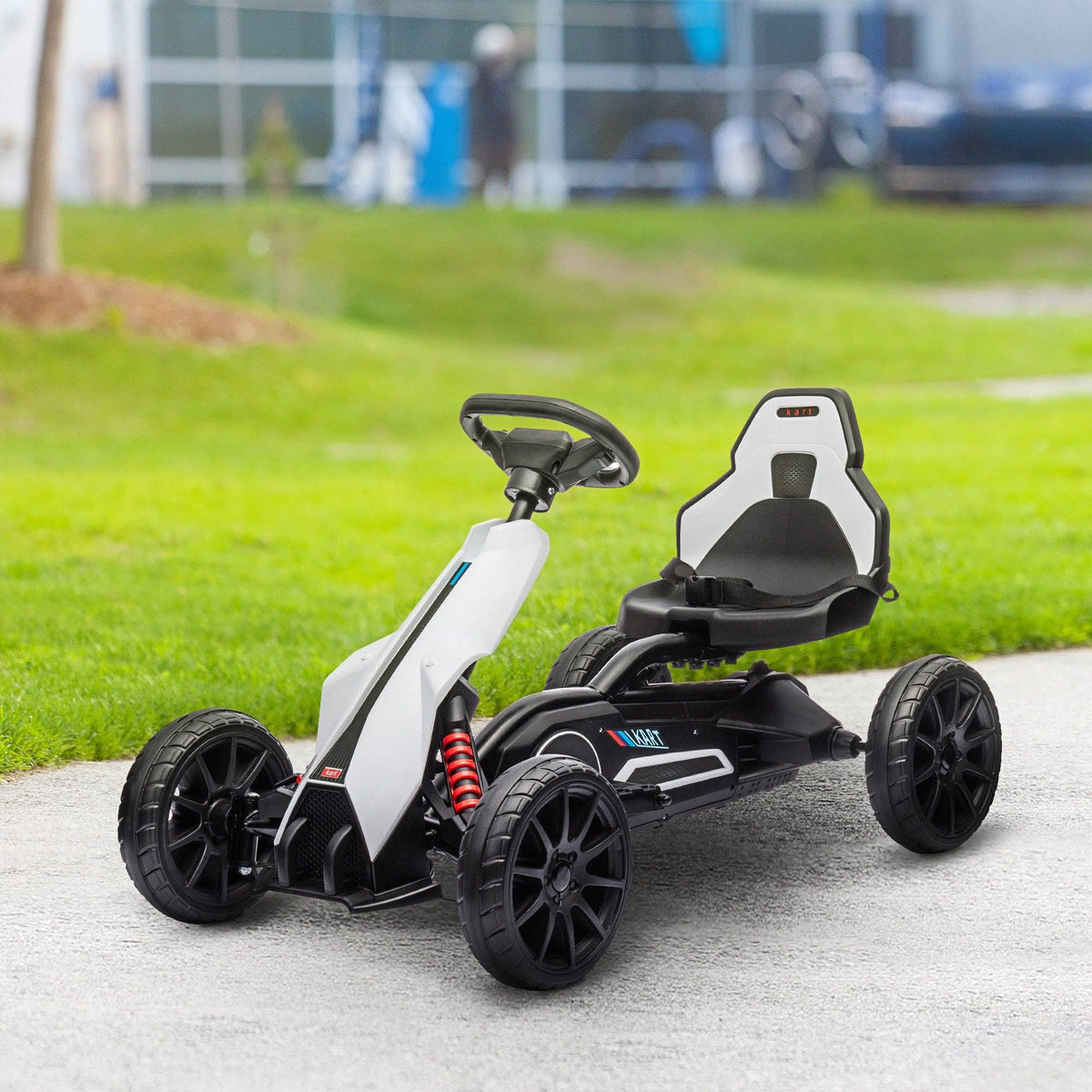 Aosom 12V Electric Go Kart for Kids –White, Adjustable Speed