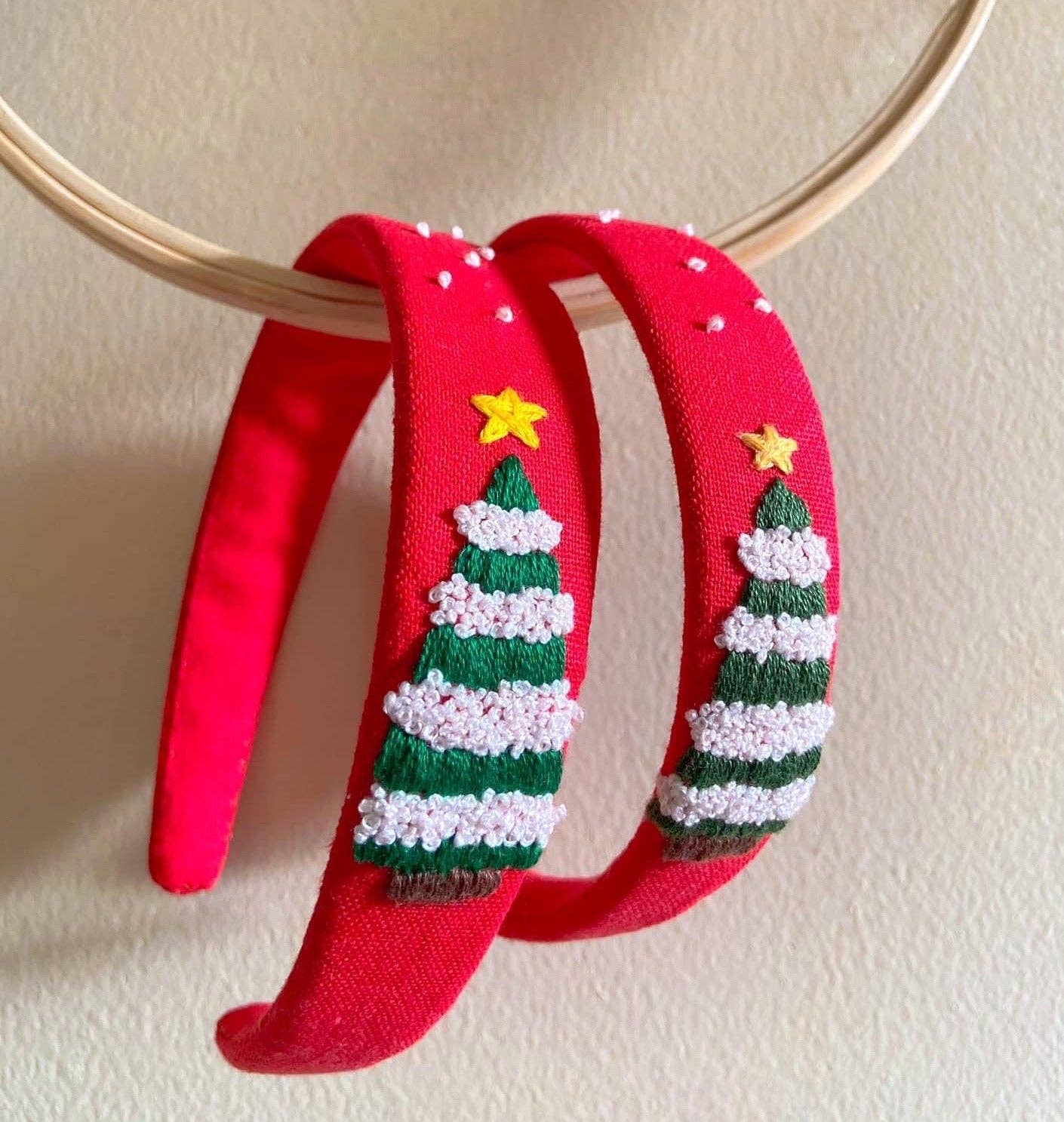 Christmas Tree Embroidered Headband ✅