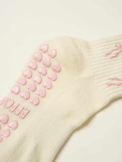🎀 Bow Ruffle Grip Sock [Soft Pink], Pilates Socks