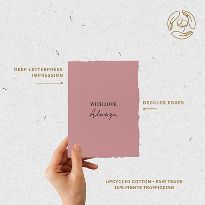 With Love Always | Love Friendship Greeting Card: Flat A2 Greeting Card. Blank on Back.