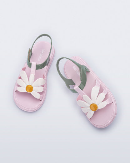 Mini Melissa Hip Bloomy Kids Sandals: Metallic Pink/Green