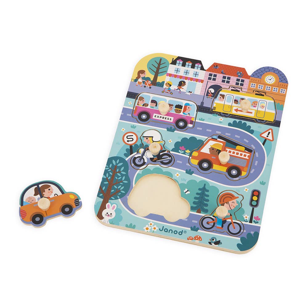 Peg Puzzle - In the Town | Fine motor skills