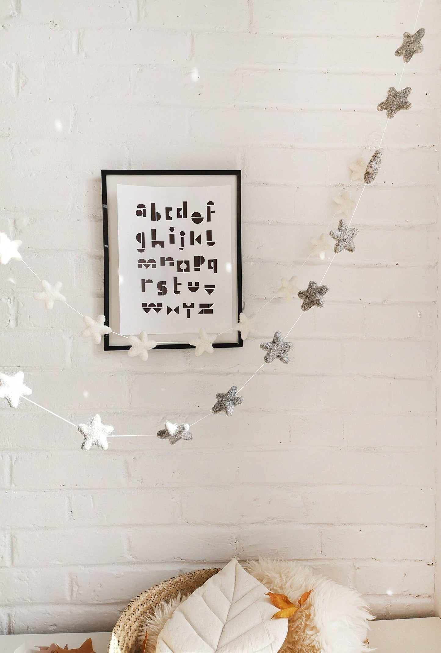 Handmade Felt Star Garland : White