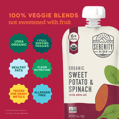 Organic Sweet Potato & Spinach Baby Food Pouch (6 Pouches)