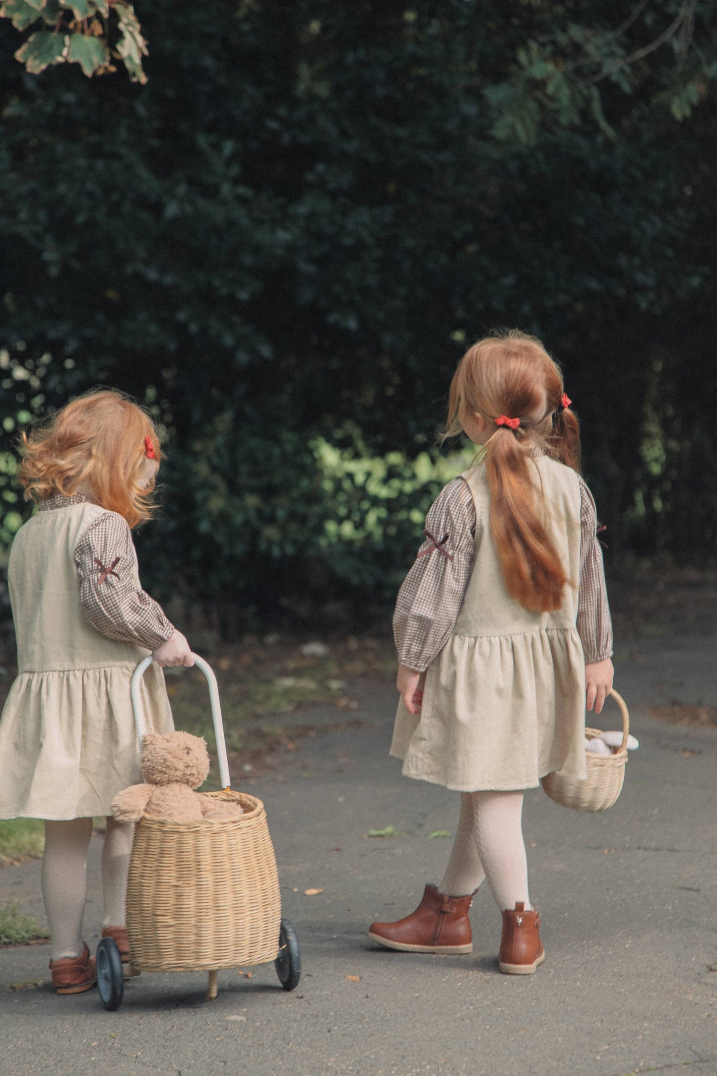 Beige/Cord Frill Pocket Peplum Dress: 2-3y