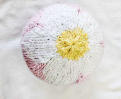 Flower Hat Pink White Baby Kid Girl Beanie Fall Accessories : S; 6-24M