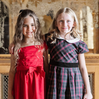 Organic Peter Pan Collar Poplin Dress: Black Ballet Plaid / 3