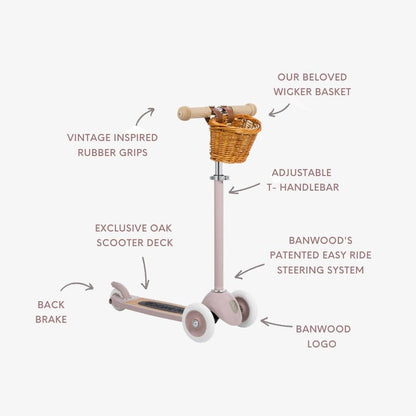 BANWOOD 3-WHEEL SCOOTER VINTAGE - DUSTY PINK