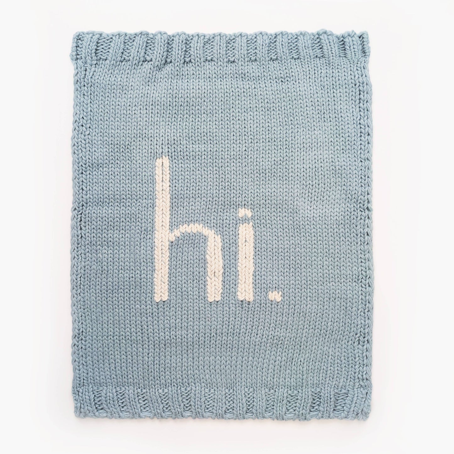 Hi. Hand Knit Baby Blanket Surf Blue: Surf