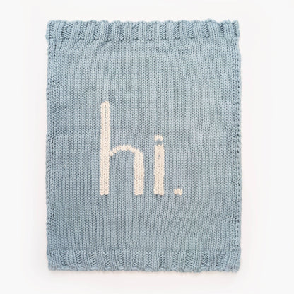 Hi. Hand Knit Baby Blanket Surf Blue: Surf