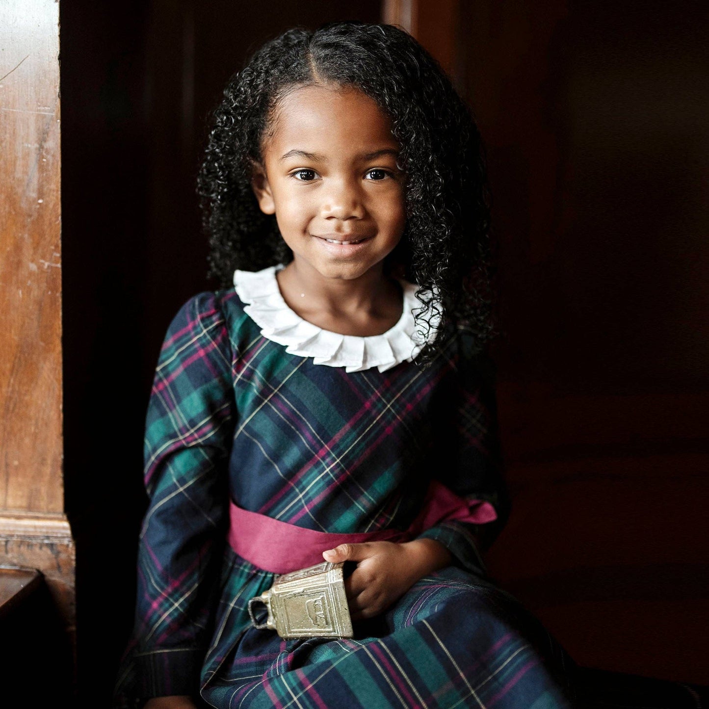 Organic Pleated Collar Party Dress - Baby: Scottish Plaid / 18-24M