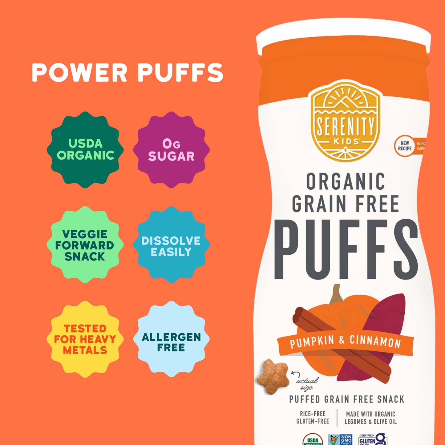 Pumpkin & Cinnamon Organic Grain Free Puffs (6 Cans)